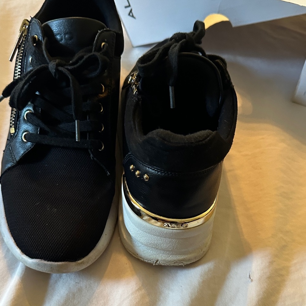 Aldo Black and White Shoes with Gold Detail